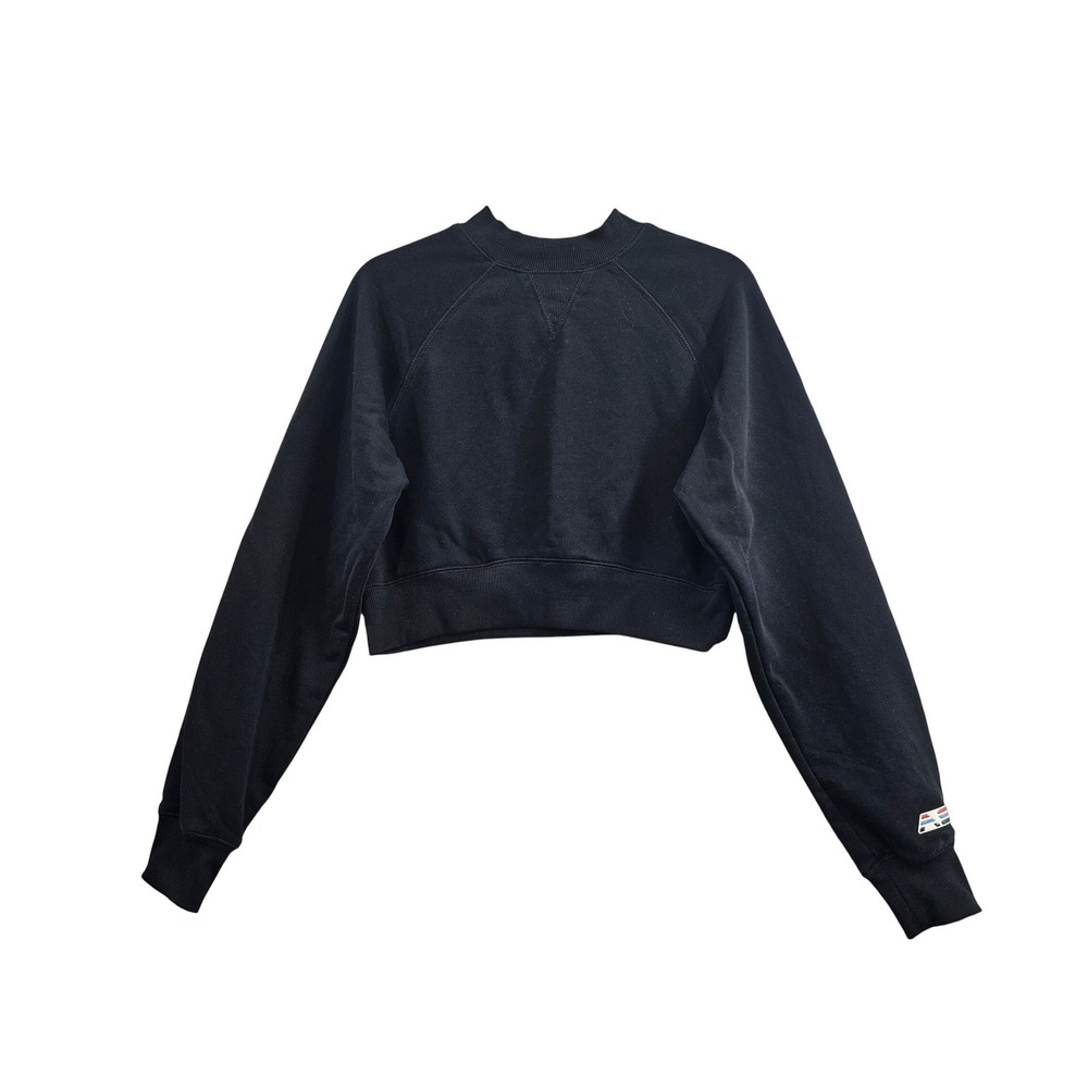 Adam Selman Sport Cropped Sweatshirt Wmns Medium Black Solid Cotton Raglan Logo